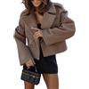 Onsoyours Giacca in Tweed da Donna Revers Corto Blazer Trenchcoat Autunno Inverno Elegante Parka Outwear Bottoni sul Davanti Cappotto A Marrone L