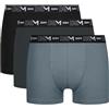 DIM Coton Stretch Respirant Maintien Optimal x3 Boxer a Pantaloncino, Noir/Gris Granit/Gris Souris, M (Pacco da 3) Uomo