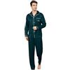 RuanMM Pigiama da uomo in raso, scollo pieghevole, maniche lunghe e pantaloni lunghi, vestibilità larga, vestiti da casa per ragazzi grandi, una varietà di colori e specifiche sono disponibili,/Verde-XL, A