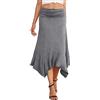 PrinStory Gonna da donna estiva casual morbida vestibilità fluida fazzoletto orlo midi gonna, Grigio scuro, M