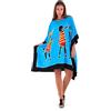 SHU-SHI, Donne - Costume da Bagno a Tunica Tribale con Poncho Caftano Corto Turchese