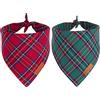 ADOGGYGO Christmas Dog Bandana 2 Pack, Stylish Plaid Pet Scarf, Premium Cotton Fabric, Multiple Sizes Offered, Christmas Bandanas for Large X-Large Dogs Pets (X-Large)