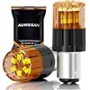 AUHSSAN 1157 BAY15D P21/5W Lampadine LED, Ambra Super Brillante 12V 24V Non Polarità 2835 18SMD Lampadines LED per le Luci di Segnale, Luci di Retromarcia, Lampadina a Coda, Lampada di Luce Diurna (2Pezzis)
