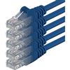 1aTTack.de 85247 5x 0,25m Blue Cavo di rete Cat6 Cat 6 Ethernet LAN 1000 Mbit/s RJ45