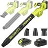 PULITUO Soffiatore a batteria, 3 IN 1 Mini Soffiatore Foglie Senza Fili con Motore Brushless - 290 KM/H 20.000 giri/min Soffiatore da giardino leggero con 3 accessori per polvere, foglie e auto (1 Batteria)