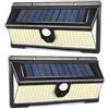 MF artSHOP 2X Lampada Solare da Esterno, 190 SMD LED, Sensore di Movimento, Crepuscolare, Pannello Solare, Luce Emergenza Impermeabile IP65, Faretto Per Giardino, Garage, Patio 4 Modalità