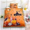 Hiseng Copripiumino Letto Singolo Ragazzo, Copripiumino Singolo Bambina, 3D Halloween 2 Pezzi Set Copripiumino Singolo, per Ragazze e Ragazzi Copripiumino (135x200cm,Halloween Arancione)