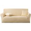 DUOLEH Copridivano a 1/2/3/4 posti, altamente elasticizzato, 1 pezzo, lavabile, per animali domestici, cani, gatti, copridivano antiscivolo (2 posti, beige)