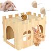 AzulLanse Casetta in legno per conigli, 40 x 30 x 28 cm, per interni per porcellini d'India, cincillà, riccio, criceto, topolino da corsa, 2 pietre molari.