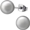 Eys Jewelry Orecchini da donna in acciaio chirurgico 316L, con perla da 8 mm, in custodia per gioielli e Acciaio inossidabile, colore: Grau, cod. EYS-31874_Light_Gray