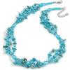 Avalaya Collana multifilo con perline di vetro turchese e pepita azzurra, lunghezza 46 cm, estensione di 4 cm, Misura unica, Argento turchese argento, Turchese