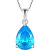 YL Collana Goccia d'Acqua in Argento 925 Ciondolo da Donna Mamma in Pietra Portafortuna di Marzo Acquamarina
