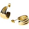 Purelei Orecchini Fused - Orecchini a cerchio Statement in look 3-in-1 - Acciaio inossidabile, placcati oro 14K/18K - 20,5 mm - Elegante gioiello per orecchini da donna - Impermeabile, normale