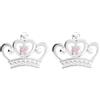 Disney Set di orecchini a perno in argento Sterling 925 con corona da principessa Disney e pietra rosa, per ragazze, Argento sterling