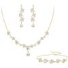 Clearine Set di gioielli da sposa con perle di colore avorio, artificiali, marchese, zirconi, Perla sintetica Zirconia cubica artificiale,