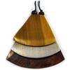 Avalaya Collana con ciondolo geometrico in legno triangolare in argento metallizzato, con cordoncino in cotone nero, lunghezza 9 cm, lunghezza 100 cm, regolabile, Legno legno cavi