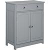 kleankin Mobile da bagno indipendente, Mobiletto Bagno, 2 porte, 2 cassetti, 60 x 30 x 75 cm, colore: Grigio