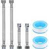 Culinavog 4 Pezzi Tubo Flessibile 3/8, Prolunga Flessibile con Intrecciatura in Acciaio Inox, con Raccordo Filettatura Esterna, Tubo Corazzato flessibile 3/8 per Cucina Bagno Miscelatore 20 CM/10 CM