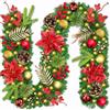 JEDWKFA Ghirlanda Natale Lunga, Ghirlanda Natalizia, 2.7M Ghirlanda Natalizia con Luci, Decorazioni per Ghirlande Natalizie, Ghirlanda Natale Esterno con 50 LED, per Scale, Ringhiere
