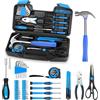 Kmrlofiy Set di Attrezzi Kit 39 Pezzi Set di Utensili Cassetta Attrezzi per la Casa Set di Strumenti DIY Compatto di Base Casa e Ufficio di Riparazione Universale con Cacciavite, Nastro a Metro Blu