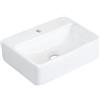 NUESTRA VIDA Lavabo da Appoggio 40×29,5×12 cm, Mini Lavandino Rettangolare in Ceramica Bianca, Compatto, Lavabo Piccolo con Foro per Rubinetto, Senza Troppopieno