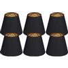 Tomotato 6pcs Paralume rotondo conico, E14 Paralume in tessuto,Tessuto Squisito Moda Decorativo, Paralumi Lampadari per lampada da tavolo, lampada da comodino e lampada da terra-Ufficio - Oro Nero
