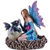 DRW Figura fata con drago in resina dipinta a mano 13x14 cm