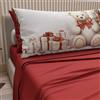PETTI Artigiani Italiani - Lenzuola in Cotone con Federe in Stampa Digitale di Natale, Lenzuola Natalizie Una Piazza, Completo Letto Singolo Natalizio, Orsetto 01 Bordeaux, 100% Made in Italy