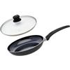 ELO 9806750 - Set di padelle in alluminio e coperchio di cottura in vetro, padella per tutti i fuochi, tranne induzione, padella da forno, padella senza Pfas, alluminio, acciaio inossidabile, vetro,