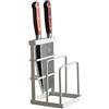VANRA Ceppo portacoltelli in metallo senza coltelli, supporto multifunzionale per coltelli con 2 strati tagliere, scolapiatti e organizer da cucina, bianco