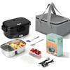 VINATO Scaldavivande Elettrico Portatile 1.5L, Porta Pranzo Elettrico 60W,Lunch Box Elettrico,Portavivande Elettrico per Auto/Ufficio, Con Forchetta/Cucchiaio E Borsa Termica
