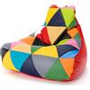 Ecopuf - Pouf Keiko Patchwork Poltrona da Esterno Impermeabile - Pouf Imbottito in Palline di Polistirolo - Poltrona Relax Soggiorno - Poltrona Taglia M - 100x80x85 cm, Rosso E6