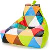Ecopuf - Pouf Keiko Patchwork Poltrona da Esterno Impermeabile - Pouf Imbottito in Palline di Polistirolo - Poltrona Relax Soggiorno - Poltrona Taglia M - 100x80x85 cm, Verde Mela E16