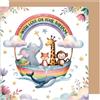 Edition Seidel Biglietto di auguri quadrato di alta qualità per battesimo con busta, biglietto di auguri con testo in inglese per bambini, bambini, bambini, animali, arca (ETQ126 SW025)