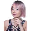 Prettyland C910 - Parrucca Corta Liscia Rosa Nero Taglio Dritto Meches Aspetto Naturale Come Capelli Veri