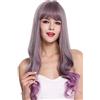 WIG ME UP - G1818-171/716 Parrucca donna Lunga Liscia Punte ondulate Frangetta Mix Grigio & Lilla