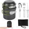 YYTECH Set di Pentole da Campeggio, Pentole Campeggio In Alluminio, Stoviglie da Campeggio Pieghevole, Kit Campeggio con Posate E Pentola, Kit Pentole Cucina per Picnic, Escursioni, Campeggio