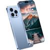 ULUCAN Smartphone 5G per I16 Pro Max, telefono cellulare HD da 7,3 pollici con sblocco facciale, batteria da 8000mAh, telefoni cellulari ultrasottili, versione globale originale,Blue-1TB