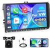 Motorsi Carplay Autoradio per VW Passat Golf MK5 MK6 JETTA POLO Touran Sedile Sharan, 4GB+64GB Android Auto GPS Radio Navigation WiFi FM/RDS EQ DSP SWC Bluetooth Canbus + Telecamera