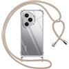 Pnakqil Cover per Honor 400 Pro 5G con Cordino, Trasparente Custodia con Laccio Tracolla Cellulare Girocollo Collana Protettiva per Honor 400 Pro 5G 6.7 Pollic, Khaki