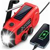 Radio Di Emergenza A Manovella E Solare 3 In 1 – Torcia LED, Power Bank 2000mAh E Allarme SOS (IPX3)