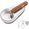 CIGARLOONG Set portacenere e tagliasigari. Portacenere in ceramica con tagliasigari a V, tagliasigari a ghigliottina e forchettone per sigari. Un set di accessori per sigari, regalo per uomini (Bianco