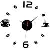 Honfitat Grande Orologio Da Parete Wall Sticker Fai Da Te Per Caffè Tazza Da Tè Numero Clock Home Cafe Decor -Black