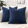 Artscope 2 Pezzi Federe Cuscini in Velluto a Coste per Divano 60x60cm Copricuscini di Bolla Geometrico Decorativa per Salotto Moderno Cuscino per Camera da Letto, Blu Scuro