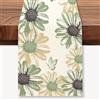 WADORN Runner Da Tavolo Motivo Floreale A Margherita, Decorazione Da Tavolo Da Pranzo per Cucina, 33x183cm , con Margherita Verde Vintage Acquerello, Stile Primaverile Ed Estivo, Stile Rustico Casa