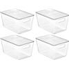Vtopmart - 4 contenitori trasparenti impilabili con coperchio, grandi contenitori in plastica con manico per dispensa, organizzazione e conservazione, perfetti per cucina, frigorifero, armadietto,