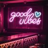 Lnopever Good Vibes Targa al neon,Insegna al Neon Led Personalizzata,USB, luce al neon, decorazione da parete a LED,Parete Scritta Luminosa Personalizzata per Feste Compleanno Matrimoni Negozi Bar (Rosa 1)