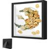ARCPNRT Cornice Portafoto 3D, Cornice Floreale da Esposizione in Legno 30 x 30 cm, con Lastra Acrilica Trasparente, Quadrata Frames per Ricordi Profonda di 3 cm, per Arazzo o Desktop, Medaglie(Nero)