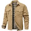 Zaitun Giacca da uomo in flanella imbottita, giacca a quadri spazzolata, fodera da cowboy, giacca western in twill, camicia da esterno, cachi, XL