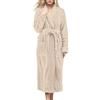 Generisch Accappatoio da donna, in spugna, lungo, in cotone, taglie grandi, senza cappuccio, con scollo a V, in tinta unita, morbido pile, cachi, XL